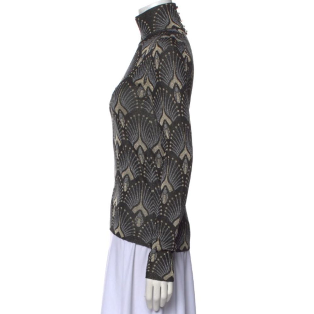 Paco Rabanne Printed Lurex Mock Neck Top - Picture 3 of 4